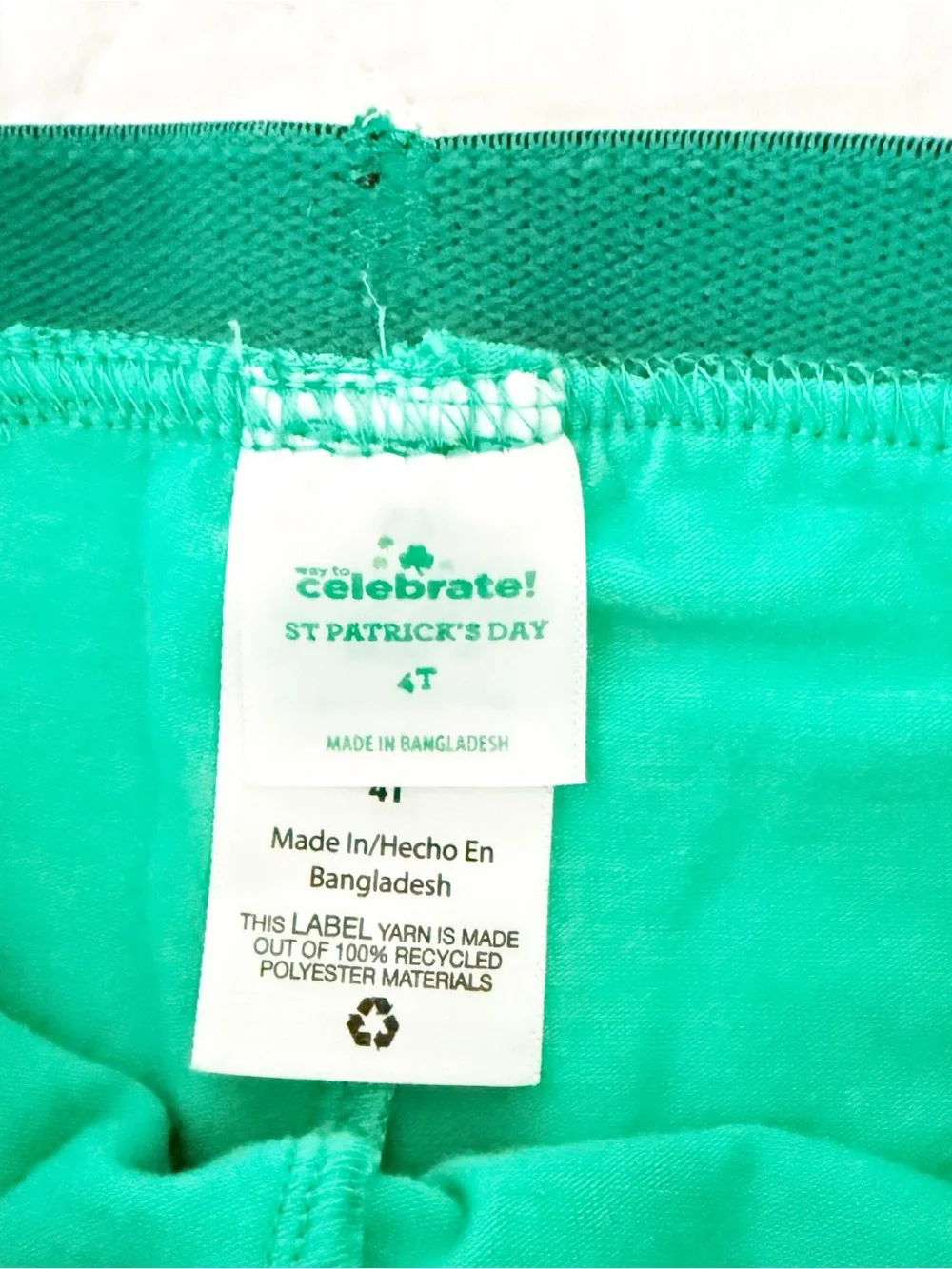Way to Celebrate! Kids 4T St. Patrick's Day Kids Pajama Set White Green